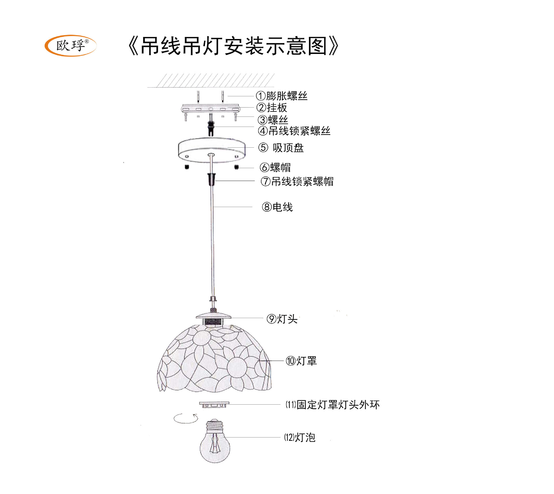 吊线吊灯安装图1