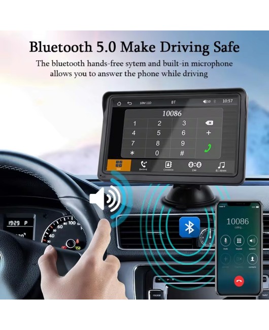 Hippcron CarPlay Android Auto Car Radio Multimedia Video Player 7inch Portable Touch Screen With USB AUX For Rear View Camera