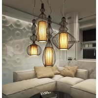 LED Big Nobles Modern Pendant Lamps White Black Bird Cage Hanging Pendant Lights Fixture