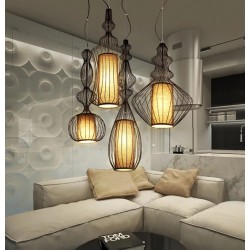 LED Big Nobles Modern Pendant Lamps White Black Bird Cage Hanging Pendant Lights Fixture