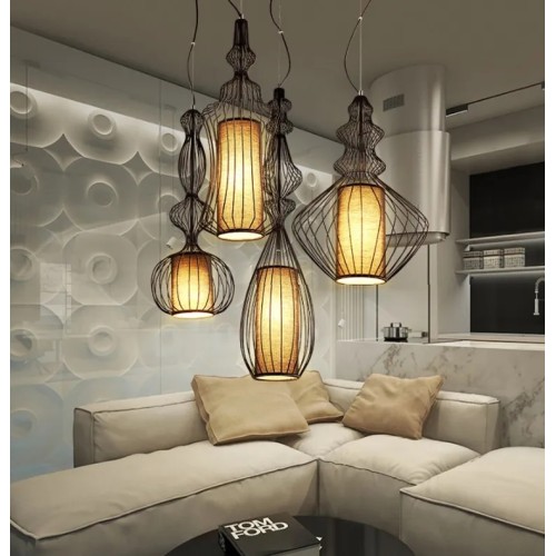 LED Big Nobles Modern Pendant Lamps White Black Bird Cage Hanging Pendant Lights Fixture LED Big Nobles Modern Pendant Lamps White Black Bird Cage Hanging Pendant Lights Fixture