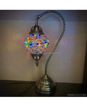 Marrakech Bohemian Swan Neck Handmade Desk Bedside Table Night Lamp Turkish Moroccan Mosaic Table Lamp