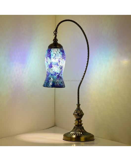 Marrakech Handmade Swan Neck Mosaic Table Lamp Turkish Desk Light with Switch Control Mode