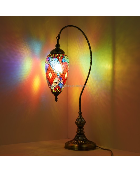 Marrakech Handmade Swan Neck Mosaic Table Lamp Turkish Desk Light with Switch Control Mode