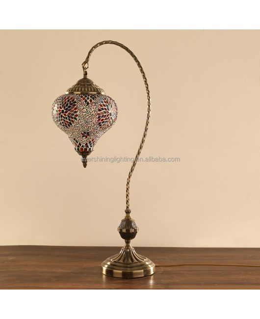 Marrakech Handmade Swan Neck Mosaic Table Lamp Turkish Desk Light with Switch Control Mode