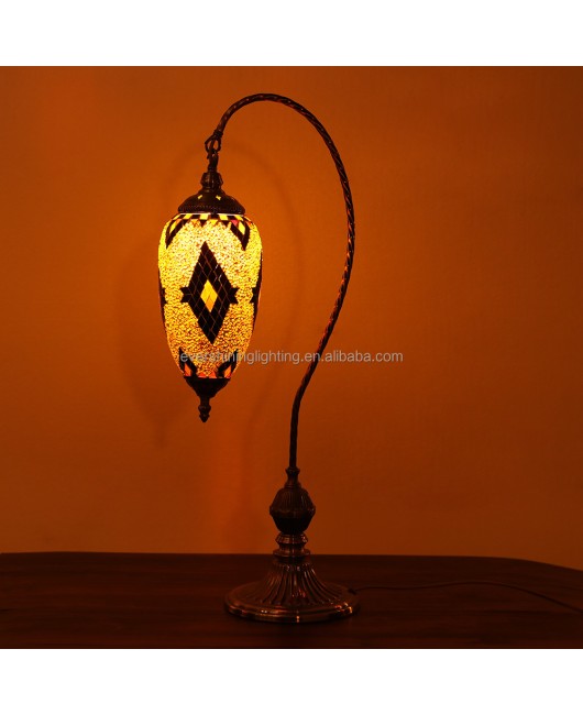 Marrakech Handmade Swan Neck Mosaic Table Lamp Turkish Desk Light with Switch Control Mode