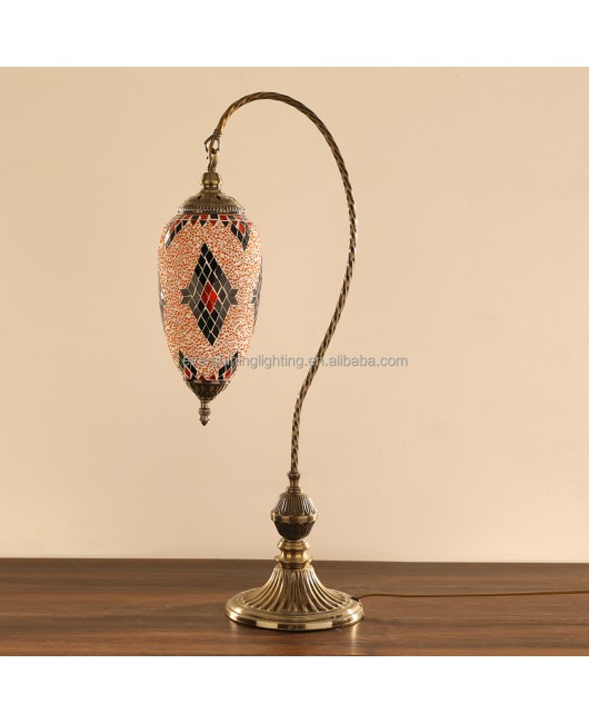 Marrakech Handmade Swan Neck Mosaic Table Lamp Turkish Desk Light with Switch Control Mode