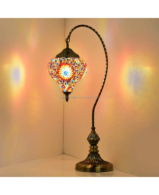 Marrakech Handmade Swan Neck Mosaic Table Lamp Turkish Desk Light with Switch Control Mode