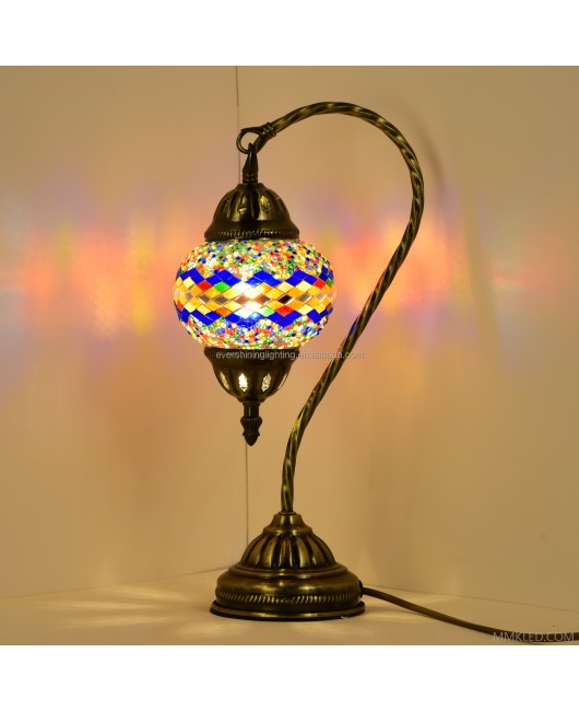 Marrakech Bohemian Swan Neck Handmade Desk Bedside Table Night Lamp Turkish Moroccan Mosaic Table Lamp