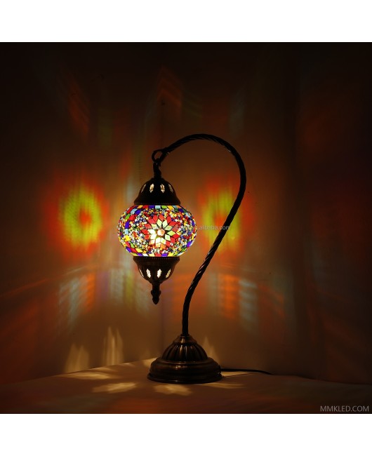 Marrakech Bohemian Swan Neck Handmade Desk Bedside Table Night Lamp Turkish Moroccan Mosaic Table Lamp