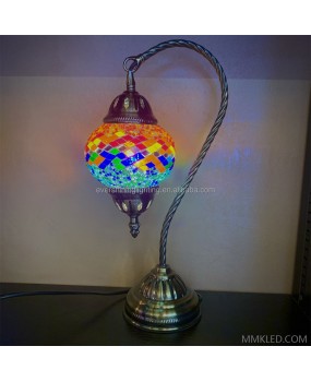 Marrakech Bohemian Swan Neck Handmade Desk Bedside Table Night Lamp Turkish Moroccan Mosaic Table Lamp