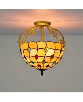 30CM Europa Tiffany Colored Beads Warm Colored Glass Dining Room Bedroom Corridor Bathroom Glass Ceiling Light