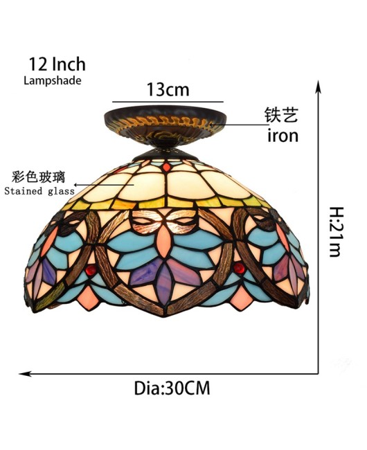 30CM Europa Tiffany Blue Love Colored Glass Restaurant Bedroom Corridor Bathroom Glass Ceiling Light