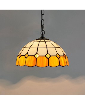 Europa Tiffany Simple Mediterranean Colored Glass Retro Restaurant Bedroom Orange Pendant 30CM Light Fixture