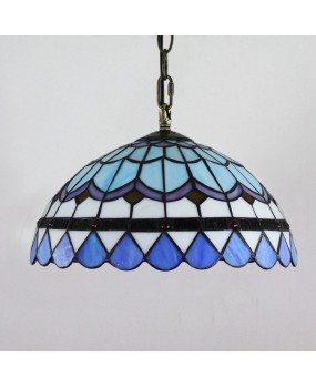 Europa Tiffany Creative Colored Glass Mediterranean Restaurant Pendant Bedroom Balcony Corridor Light 30CM