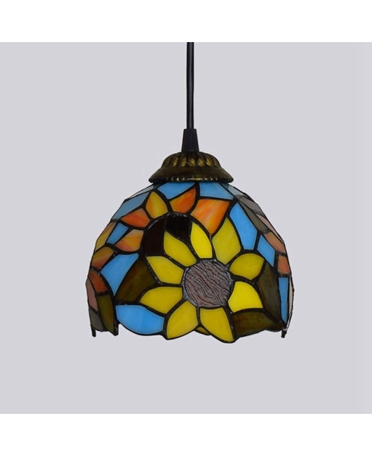 15CM Euro Tiffany Colored Glass Corridor Balcony Corridor Bar Garden Sunflower Small Hanging Light Fixture