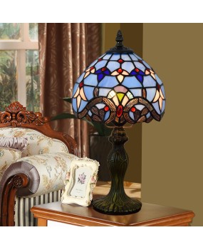 European style decoration, Tiffany colored glass, dining room, bedroom, bedside lamp, bar, blue Baroque desk lamp