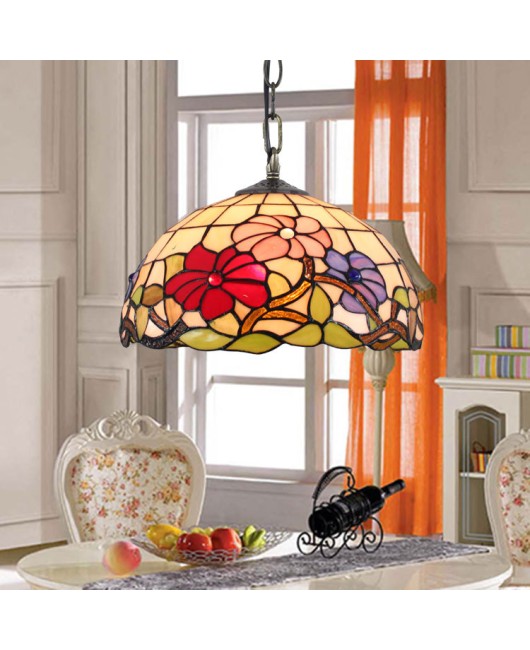 Europa Tiffany Art Colored Glass Restaurant Bedroom Corridor Balcony Pendant Bar Glass Lighting Baroque