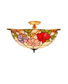 55CM colored glass small living room, dining room, bar, bedroom, artistic semi ceiling light, European style Tiffany morning glory