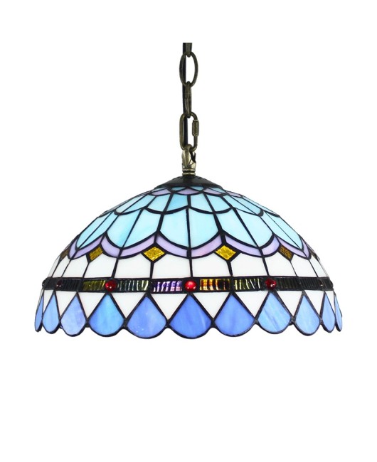 Europa Tiffany Creative Colored Glass Mediterranean Restaurant Pendant Bedroom Balcony Corridor Light 30CM