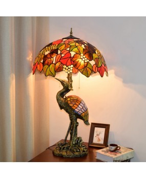 Creative Grape Countryside Desk Lamp, Europa Tiffany Colored Glass Restaurant, Hotel Bar, Crane Art Lamp