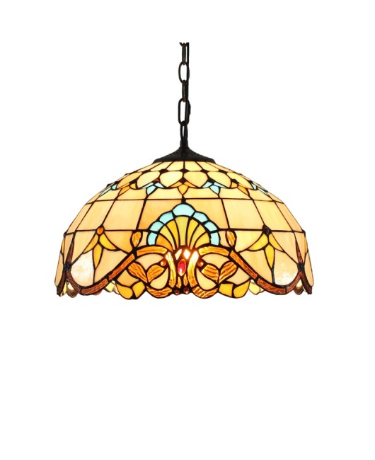 Europa Tiffany Glass Light Retro Colored Glass Baroque Restaurant Art Pendant 16 inch 40CM Glass Light