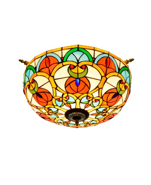 55CM Europa Tiffany Luxury Color Glass Guest Restaurant Bar Bedroom Art Ceiling Light Peach Heart Bead Lampshade