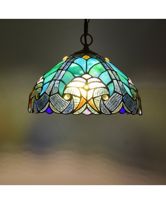 Vintage pendant light, green, European style, Tiffany colored glass, coffee, internet cafe, KTV private room, aisle light, restaurant light