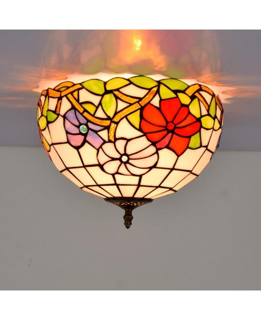 30CM Europa Tiffany Morning Glory Art Colored Glass Restaurant Corridor Bathroom Glass Ceiling Light