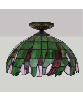 OPPEIN 40CM pastoral green colored glass dining room, bedroom, hallway, foyer, glazed ceiling light