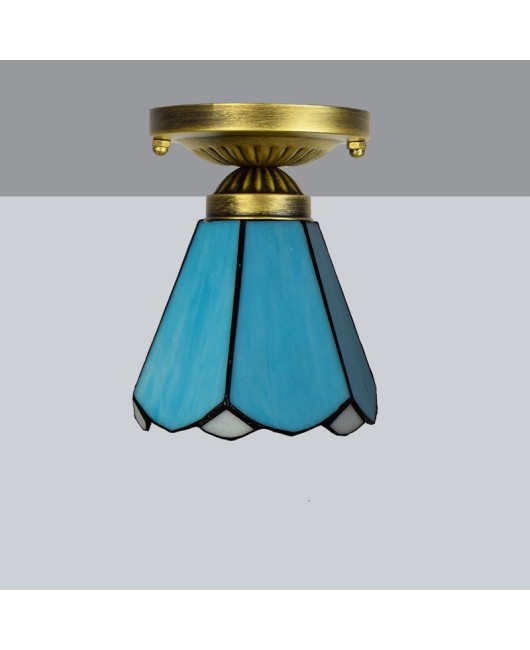 15CM Euro Tiffany Retro Mediterranean Blue Corridor Balcony Foyer Staircase Decoration Small Ceiling Light