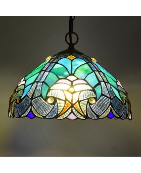 Vintage pendant light, green, European style, Tiffany colored glass, coffee, internet cafe, KTV private room, aisle light, restaurant light