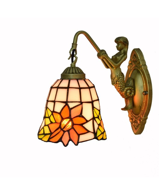 Europa Tiffany Vintage Colored Glass Living Room Dining Room Bedroom Bar Clubhouse Corridor Sunflower Beauty Wall Light