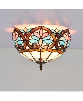 30CM Euro Tiffany Love Retro Colored Glass Restaurant Bedroom Corridor Bathroom Glass Ceiling Light