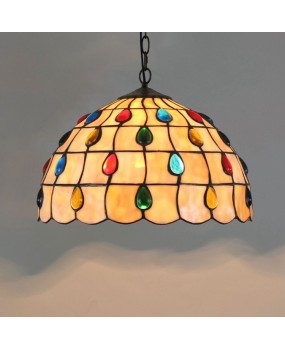 Europa Tiffany Light Luxury Light Colored Glass Dining Room Bedroom Balcony Corridor Pendant Light 12 inch Phoenix Tail Bead Light