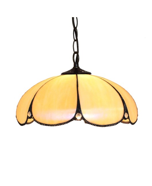 Europa Tiffany Glass Light Simple beige colored glass pumpkin art restaurant pendant light Retro 30CM light