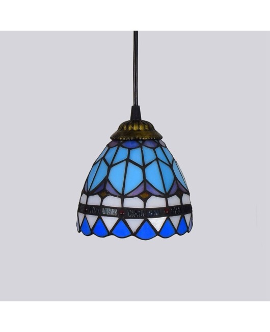 15CM Euro Tiffany Colored Glass Bar Restaurant Retro Mediterranean Blue Balcony Corridor Pendant Light