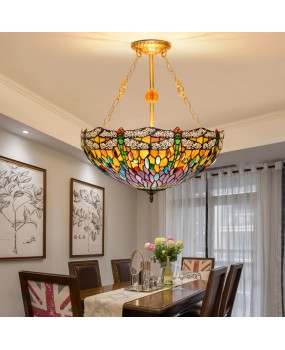 50cm Retro Dragonfly Art Bar Light, Tiffany Creative Colored Glass Restaurant Bedroom Pendant