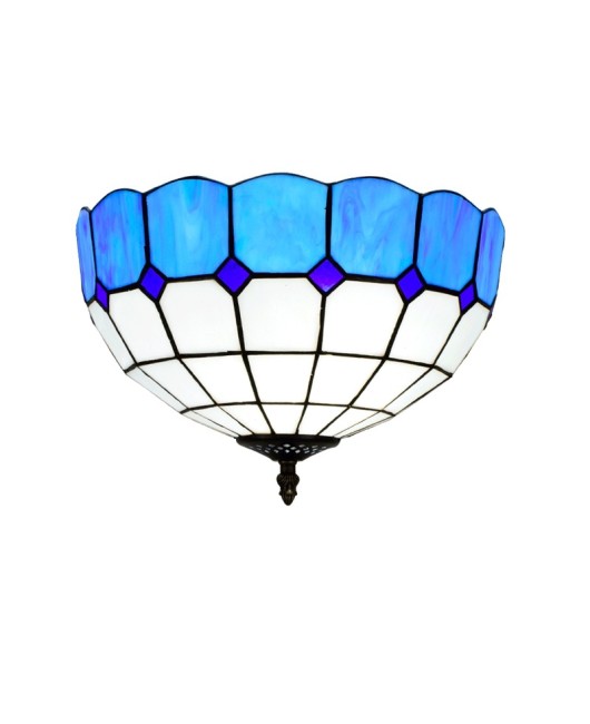 30CM Europa Tiffany Mediterranean Blue Colored Glass Restaurant Bedroom Corridor Glass Ceiling Light