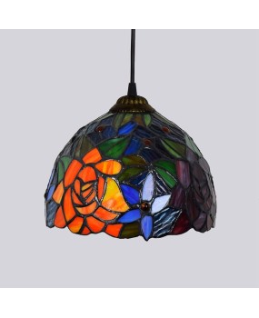 20CM Europa Tiffany Colored Glass Living Room Dining Room Bar Terrace Art Pendant Rose Lighting