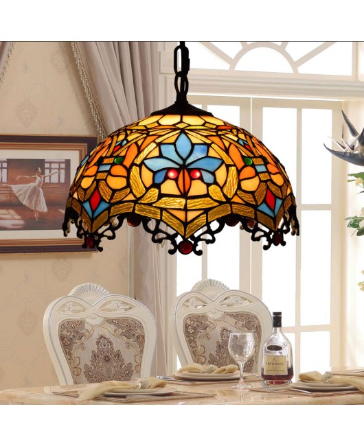 Europa Tiffany Art Colored Glass Restaurant Bedroom Corridor Balcony Pendant Bar Glass Lighting Baroque