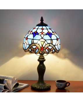 European style decoration, Tiffany colored glass, dining room, bedroom, bedside lamp, bar, blue Baroque desk lamp