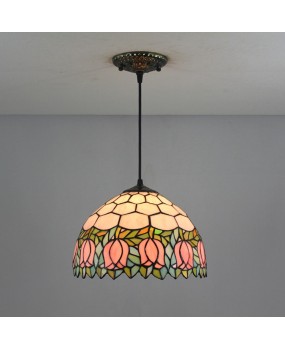 Euro Tiffany European Art Lighting 12 inch Rural Tulip 30CM Bedroom Study Light Dining Room Pendant