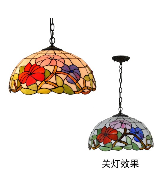 Europa Tiffany Art Colored Glass Restaurant Bedroom Corridor Balcony Pendant Bar Glass Lighting Baroque