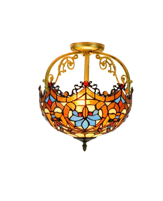 30CM Europa Tiffany Love Baroque Colored Glass Restaurant Bedroom Corridor Glass Ceiling Light