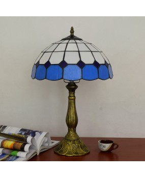 Modern Mediterranean Blue Dining Room Bedroom Bedside Table Lamp Bar Simple European Tiffany Colored Glass