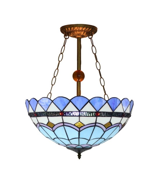 Modern Blue Mediterranean Europa Tiffany Art Colored Glass Living Room Dining Room Bedroom Art Pendant 40