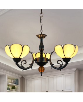 Europa Tiffany Simple Colored Glass Bar Clubhouse Network Coffee Warm Color Three Head Glass Hanging Light Fixture