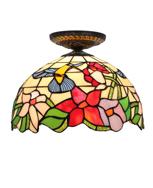 30CM Europa Tiffany Bird Art Colored Glass Restaurant Bedroom Corridor Bathroom Glass Ceiling Light