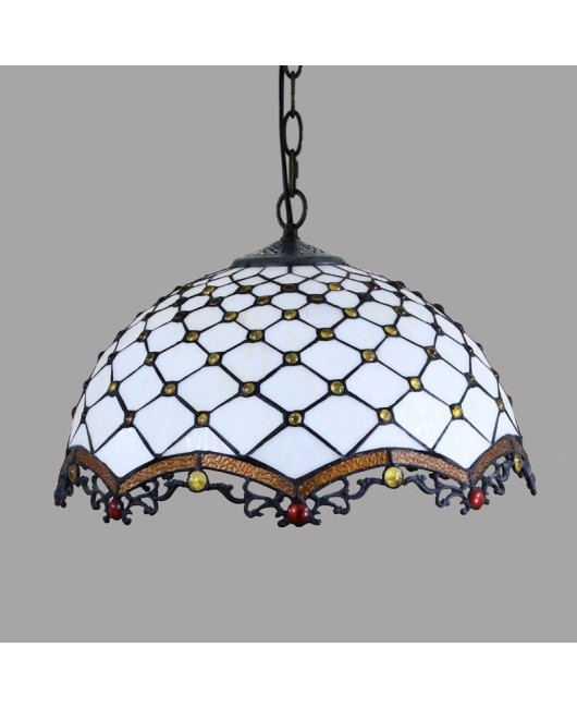 Europa Tiffany Simple Mediterranean White Creative Colored Glass Bar Restaurant Bedroom Coffee Pendant Light